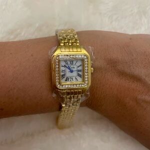 Panthere Classic Gold Crystal Stainless Steel Gold Watch